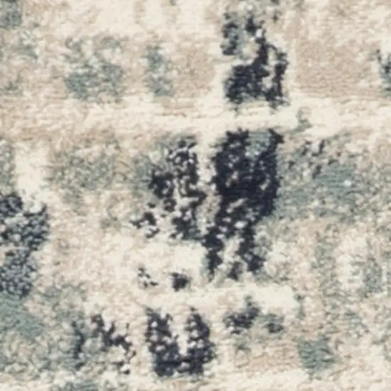 8' Blue And Beige Abstract Runner Rug Photo 5