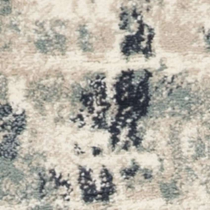 8' Blue And Beige Abstract Runner Rug Photo 5