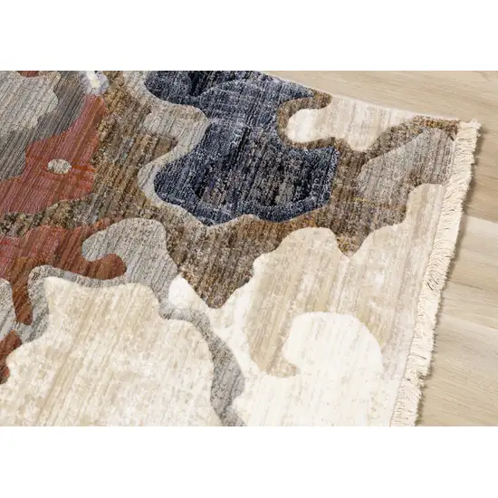 Beige Blue And Black Abstract Area Rug Photo 6