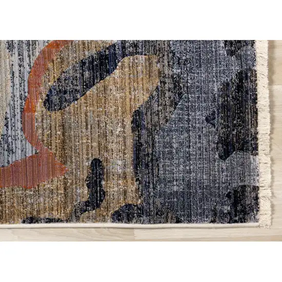 Beige Blue And Black Abstract Area Rug Photo 7