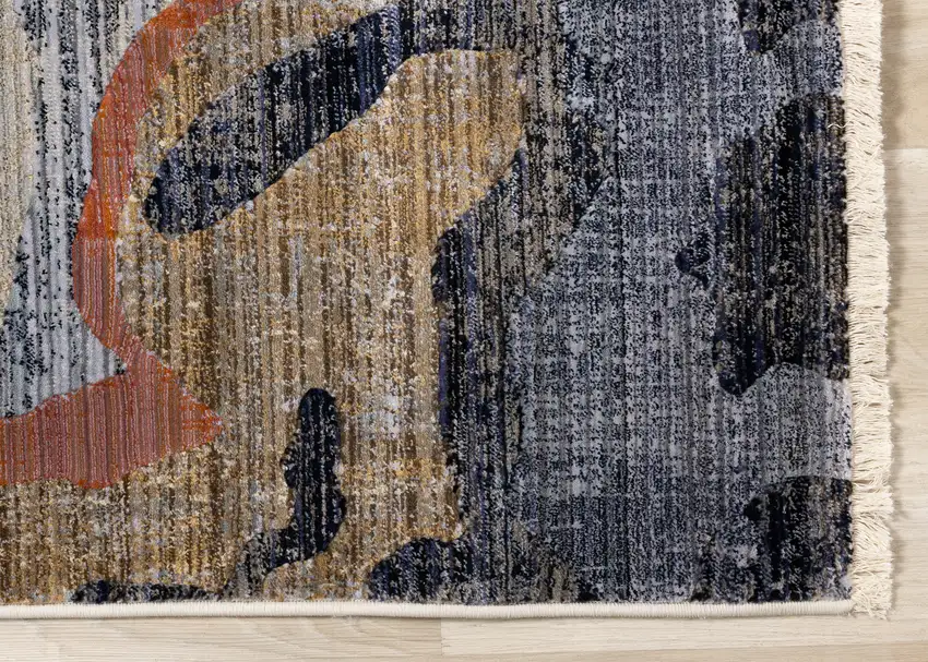 Beige Blue And Black Abstract Area Rug Photo 7