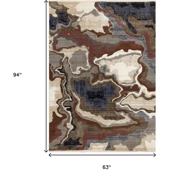 Beige Blue And Black Abstract Area Rug Photo 3