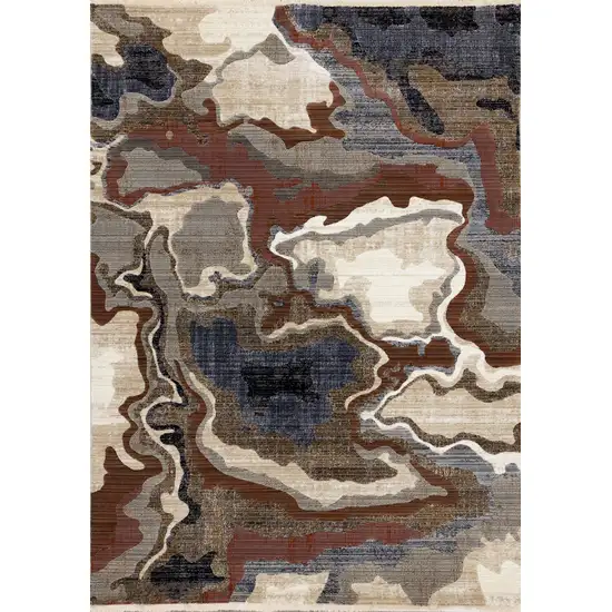 Beige Blue And Black Abstract Area Rug Photo 2