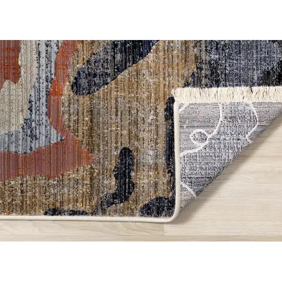 Beige Blue And Black Abstract Area Rug Photo 9