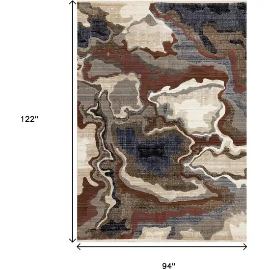 Beige Blue And Black Abstract Area Rug Photo 3