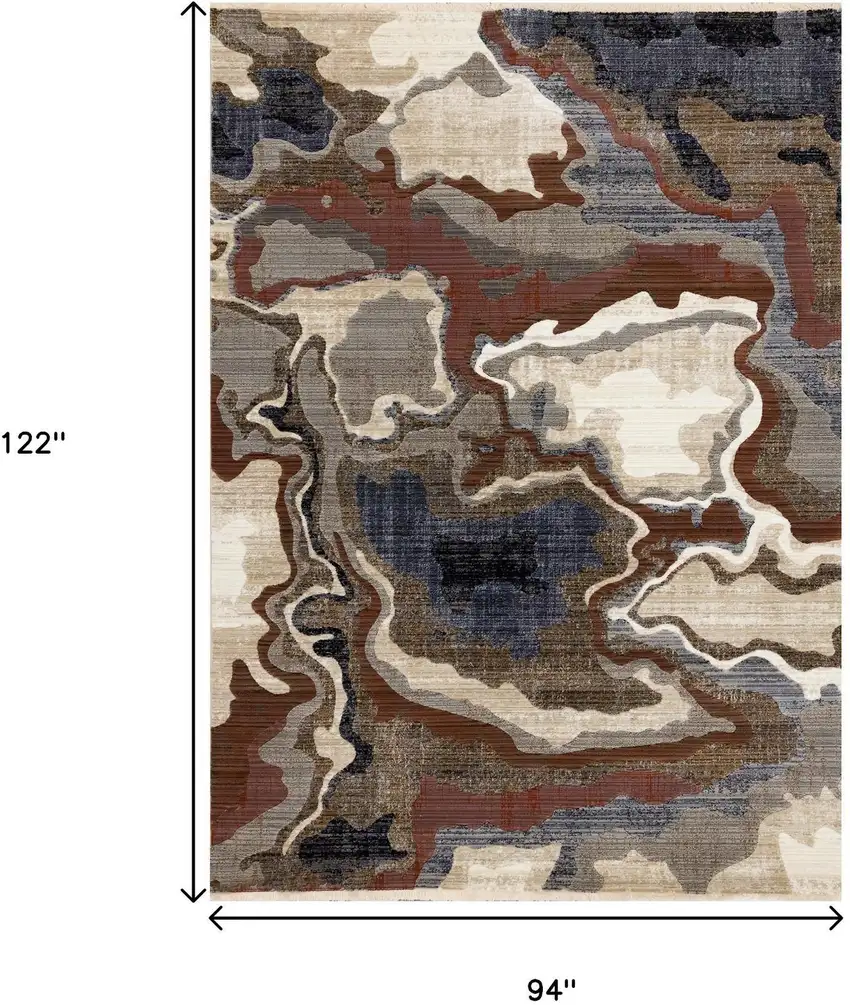 Beige Blue And Black Abstract Area Rug Photo 3