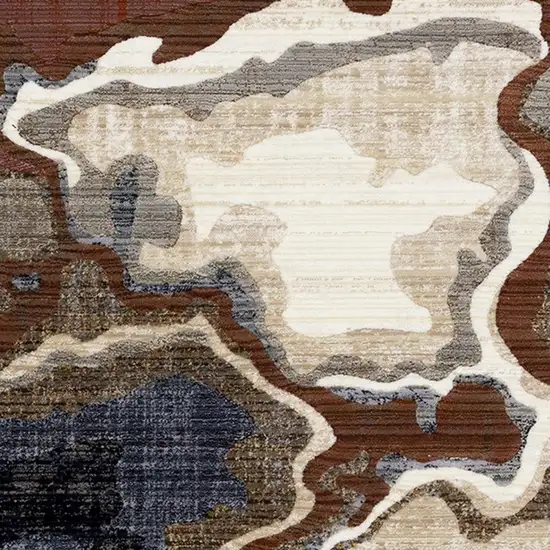 Beige Blue And Black Abstract Area Rug Photo 4