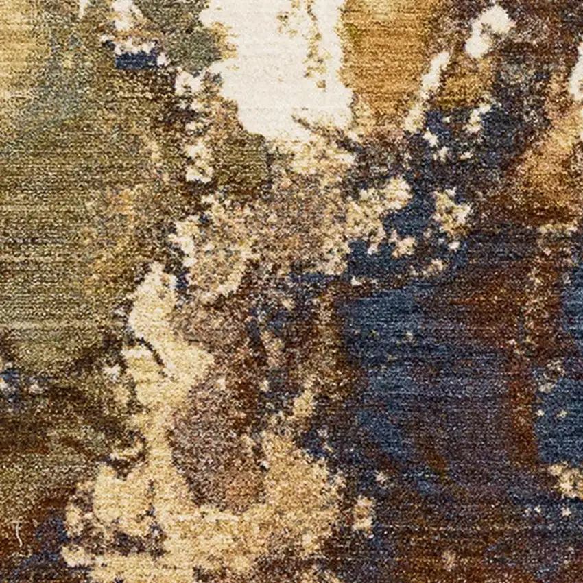 Beige Blue And Brown Abstract Area Rug Photo 5