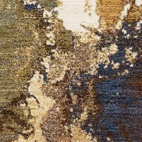 Beige Blue And Brown Abstract Area Rug Photo 4