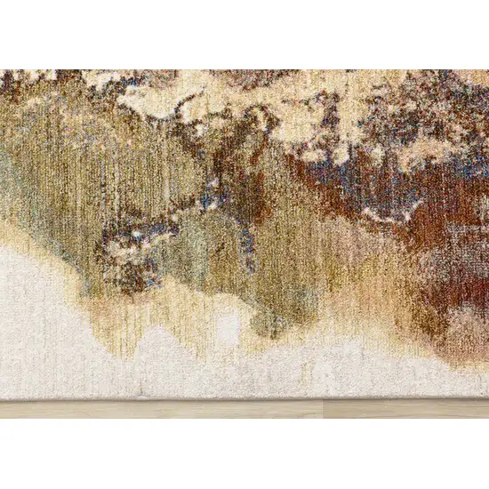 Beige Blue And Brown Abstract Area Rug Photo 9
