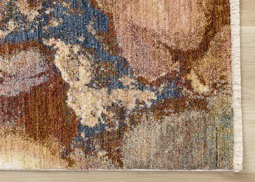 Beige Blue And Brown Abstract Area Rug Photo 9