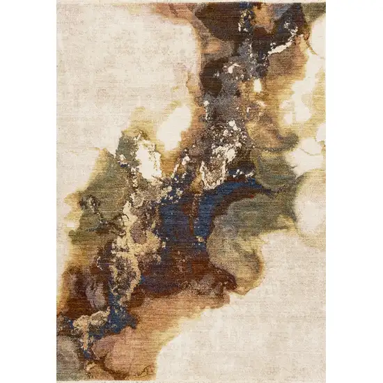 Beige Blue And Brown Abstract Area Rug Photo 2