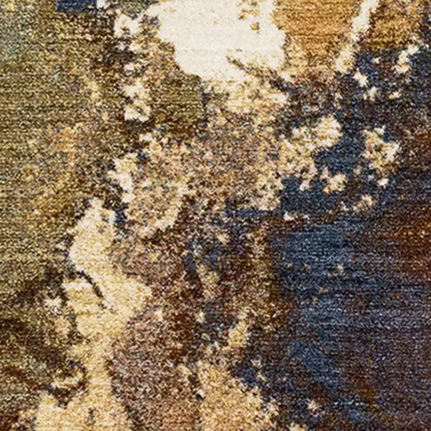 Beige Blue And Brown Abstract Area Rug Photo 4