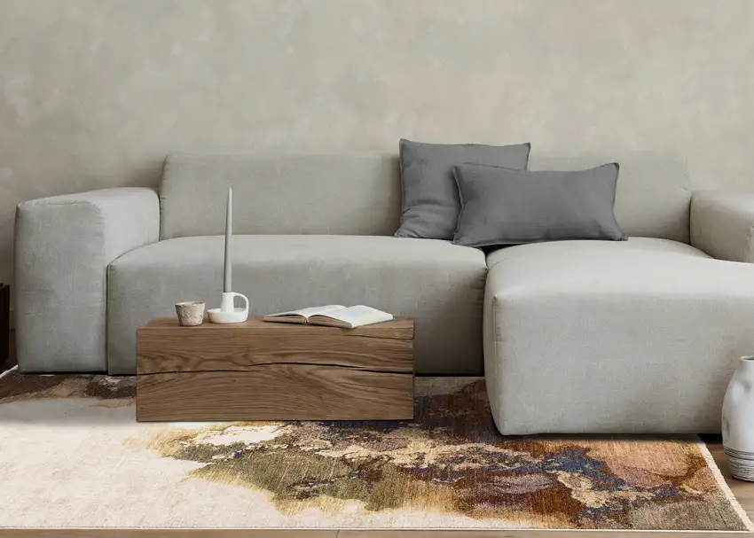 Beige Blue And Brown Abstract Area Rug Photo 7