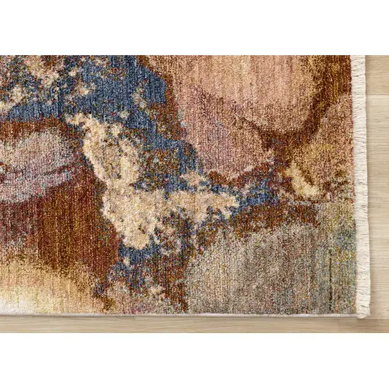 Beige Blue And Brown Abstract Area Rug Photo 9