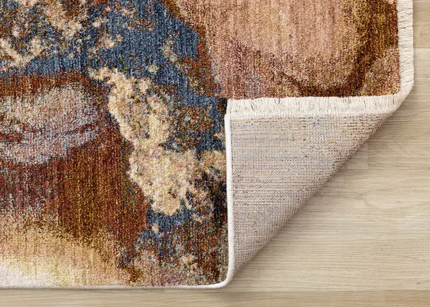 Beige Blue And Brown Abstract Area Rug Photo 9