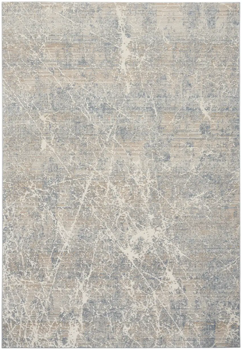 Beige Blue And Brown Abstract Area Rug Photo 6