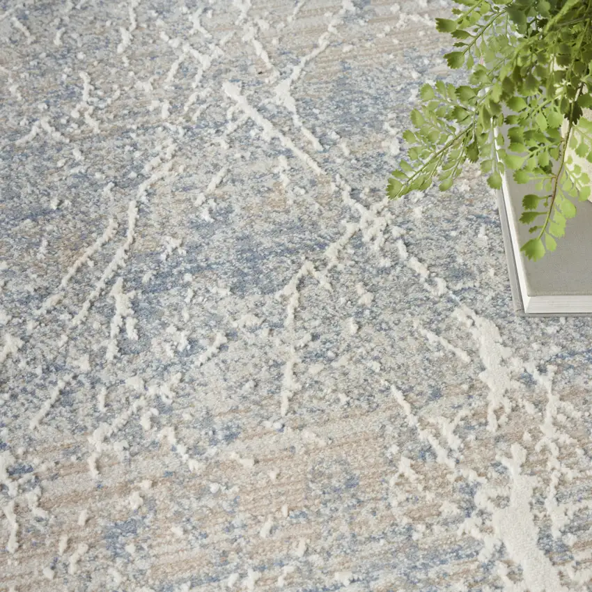 Beige Blue And Brown Abstract Area Rug Photo 8