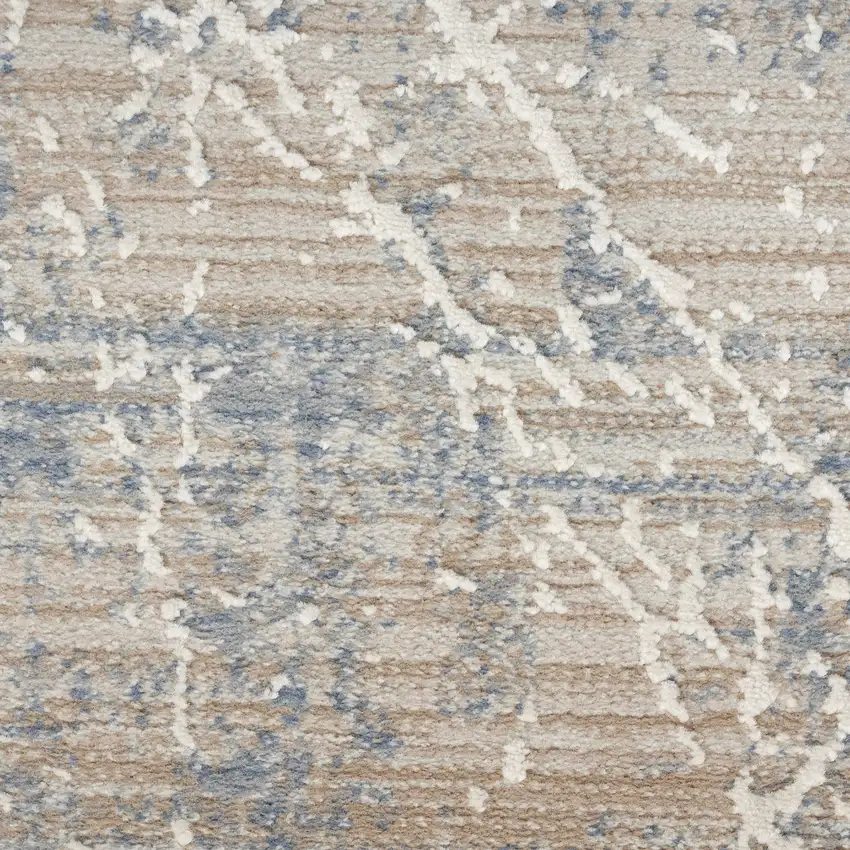 Beige Blue And Brown Abstract Area Rug Photo 2
