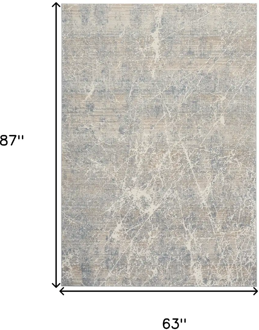 Beige Blue And Brown Abstract Area Rug Photo 3