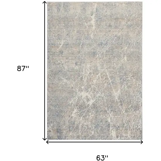 Beige Blue And Brown Abstract Area Rug Photo 3