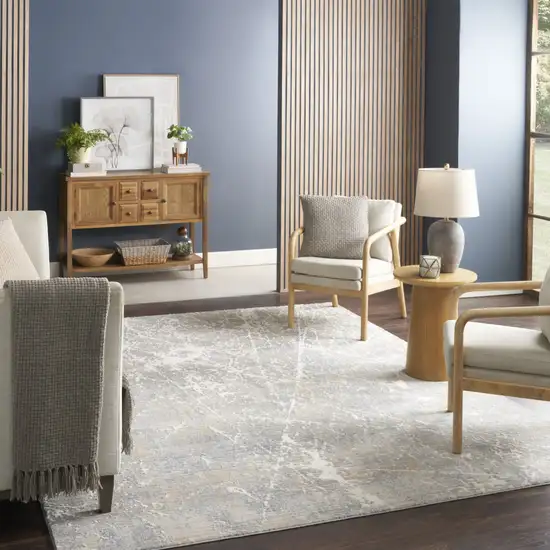 Beige Blue And Brown Abstract Area Rug Photo 3