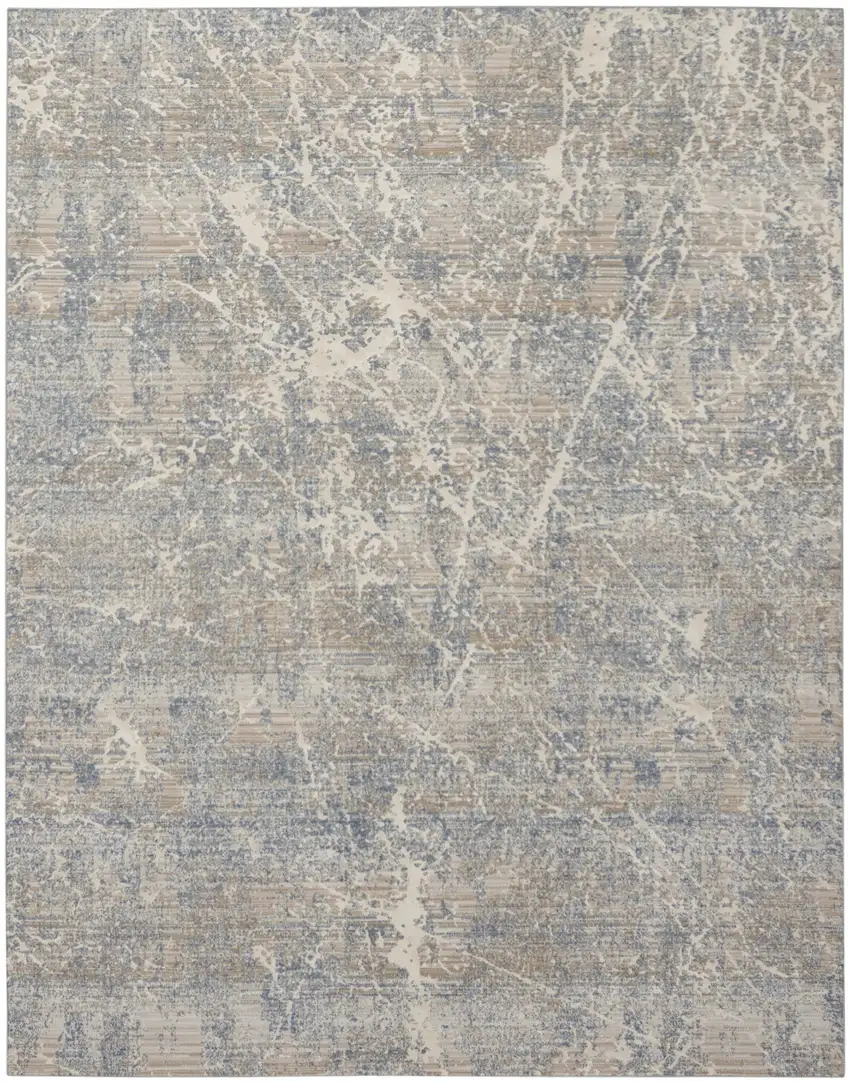 Beige Blue And Brown Abstract Area Rug Photo 5