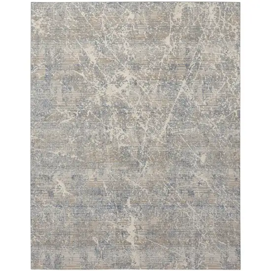Beige Blue And Brown Abstract Area Rug Photo 5
