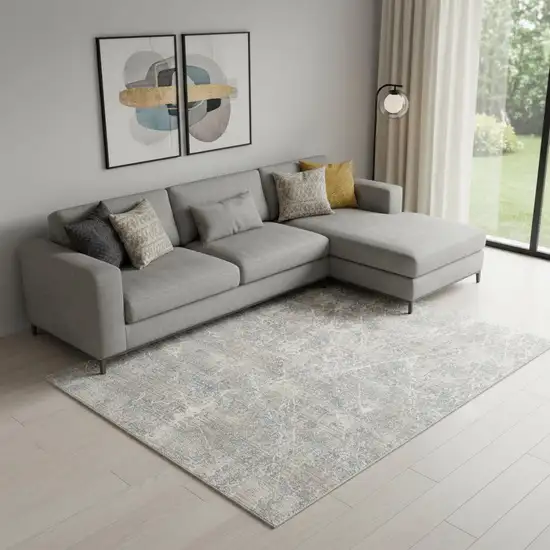 Beige Blue And Brown Abstract Area Rug Photo 1