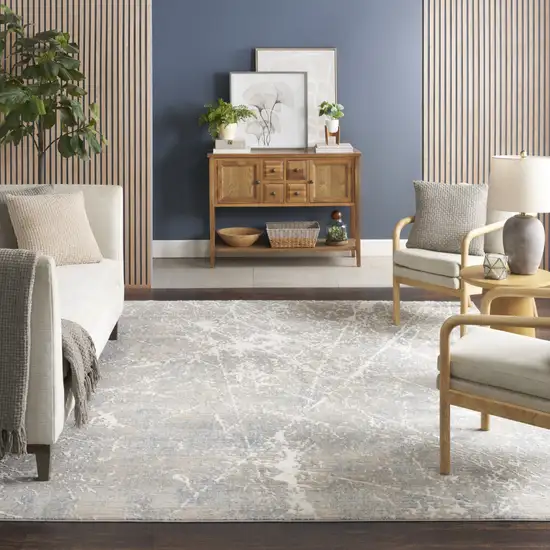 Beige Blue And Brown Abstract Area Rug Photo 4