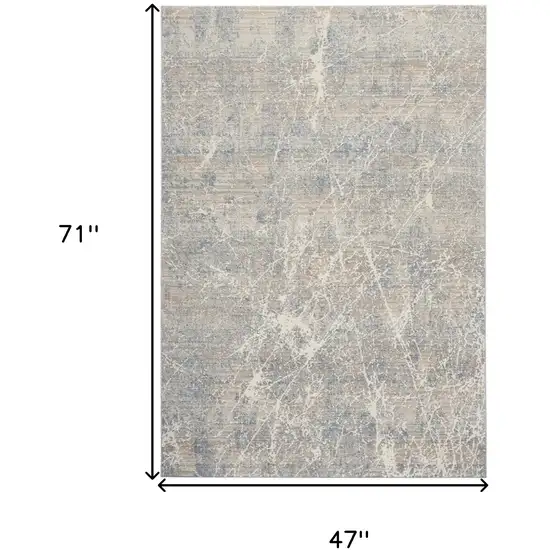 Beige Blue And Brown Abstract Area Rug Photo 3