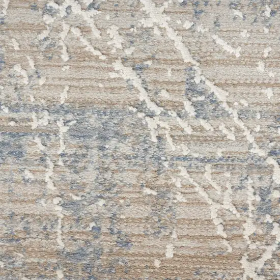 Beige Blue And Brown Abstract Area Rug Photo 2