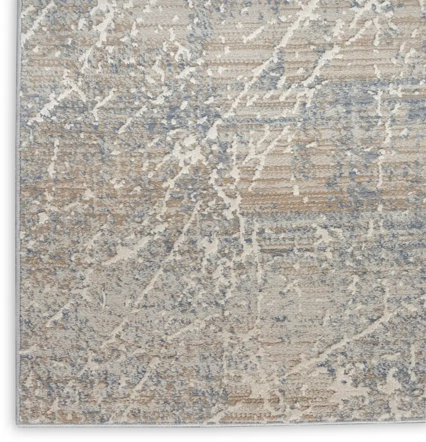 Beige Blue And Brown Abstract Area Rug Photo 9