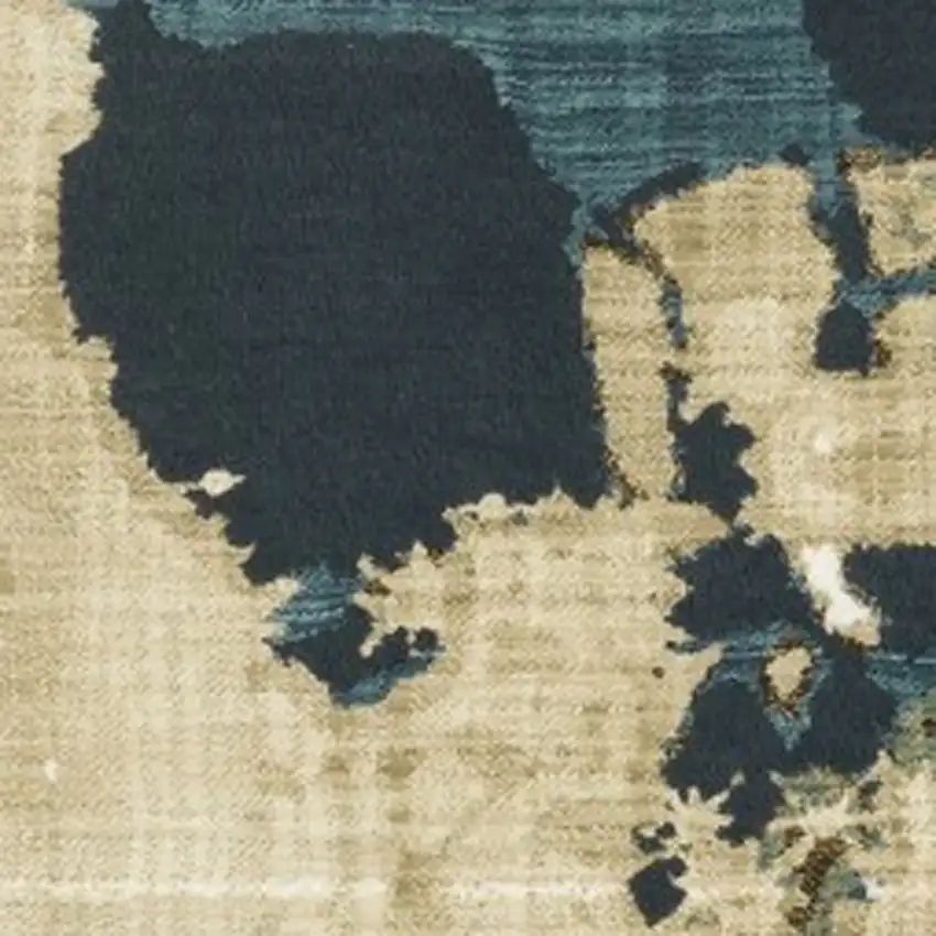Beige Blue And Brown Abstract Area Rug Photo 5