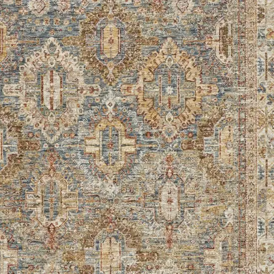 Beige Blue And Brown Geometric Distressed Area Rug Photo 6