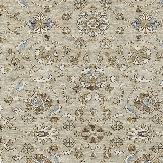 Beige Blue And Brown Moroccan Washable Indoor Outdoor Area Rug Photo 5