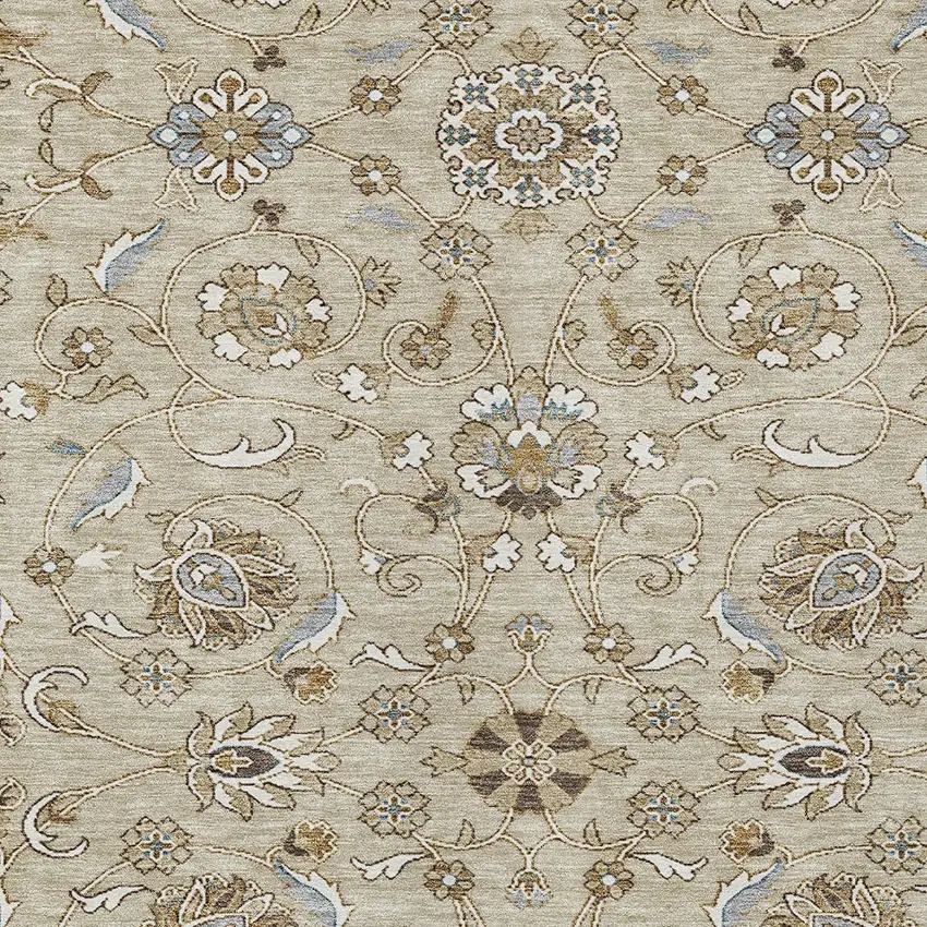Beige Blue And Brown Moroccan Washable Indoor Outdoor Area Rug Photo 5
