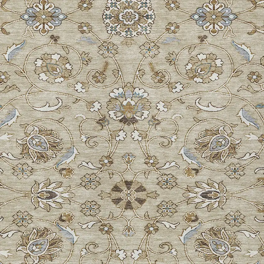 Beige Blue And Brown Moroccan Washable Indoor Outdoor Area Rug Photo 5