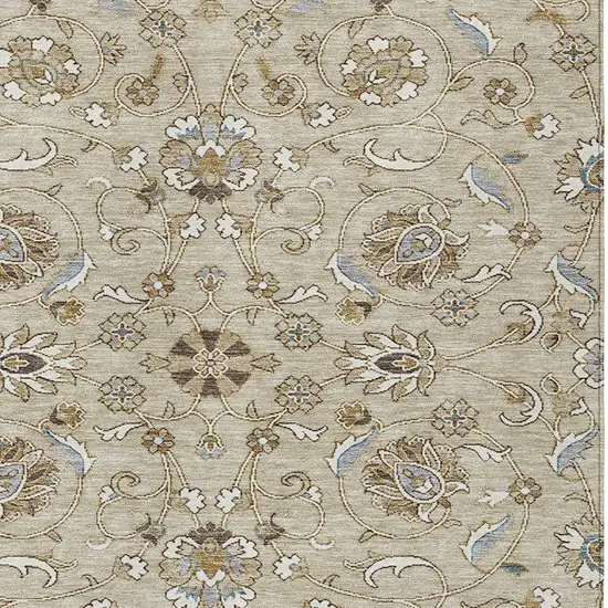 Beige Blue And Brown Moroccan Washable Indoor Outdoor Area Rug Photo 5