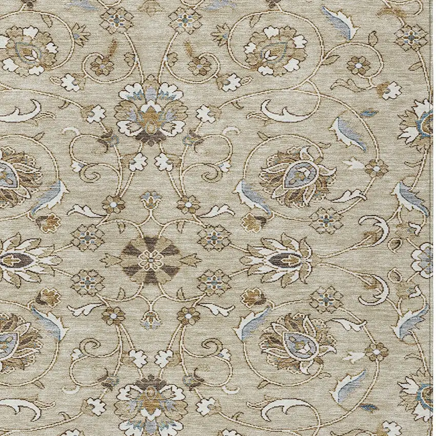 Beige Blue And Brown Moroccan Washable Indoor Outdoor Area Rug Photo 5
