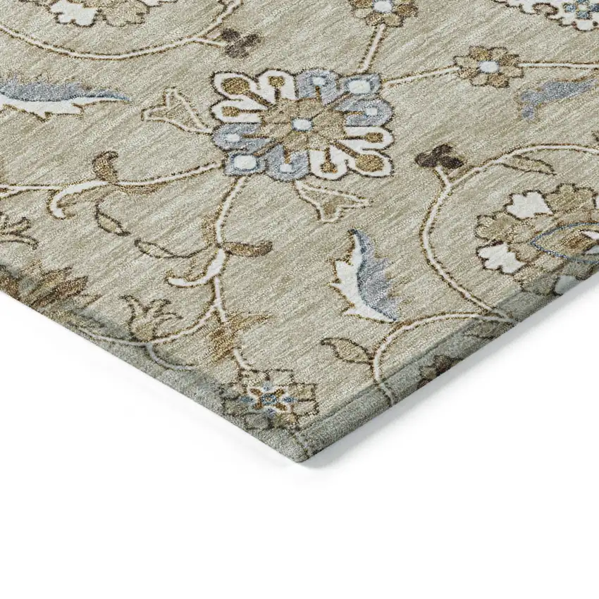 Beige Blue And Brown Moroccan Washable Indoor Outdoor Area Rug Photo 4