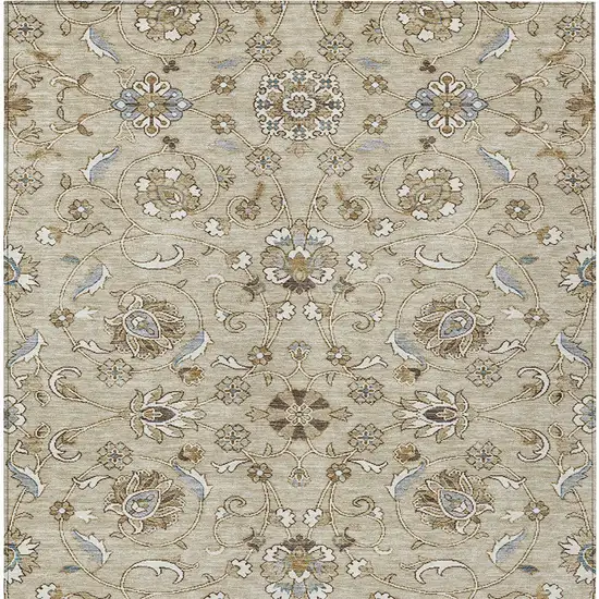 Beige Blue And Brown Moroccan Washable Indoor Outdoor Area Rug Photo 6