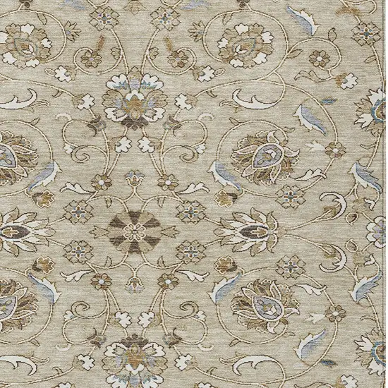 Beige Blue And Brown Moroccan Washable Indoor Outdoor Area Rug Photo 5