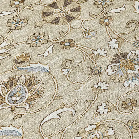Beige Blue And Brown Moroccan Washable Indoor Outdoor Area Rug Photo 8