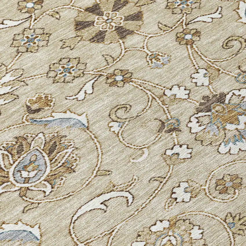 Beige Blue And Brown Moroccan Washable Indoor Outdoor Area Rug Photo 8