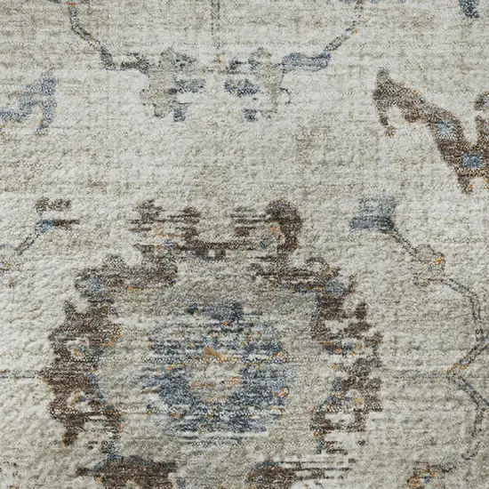 Beige Blue And Brown Oriental Washable Area Rug With UV Protection Photo 8