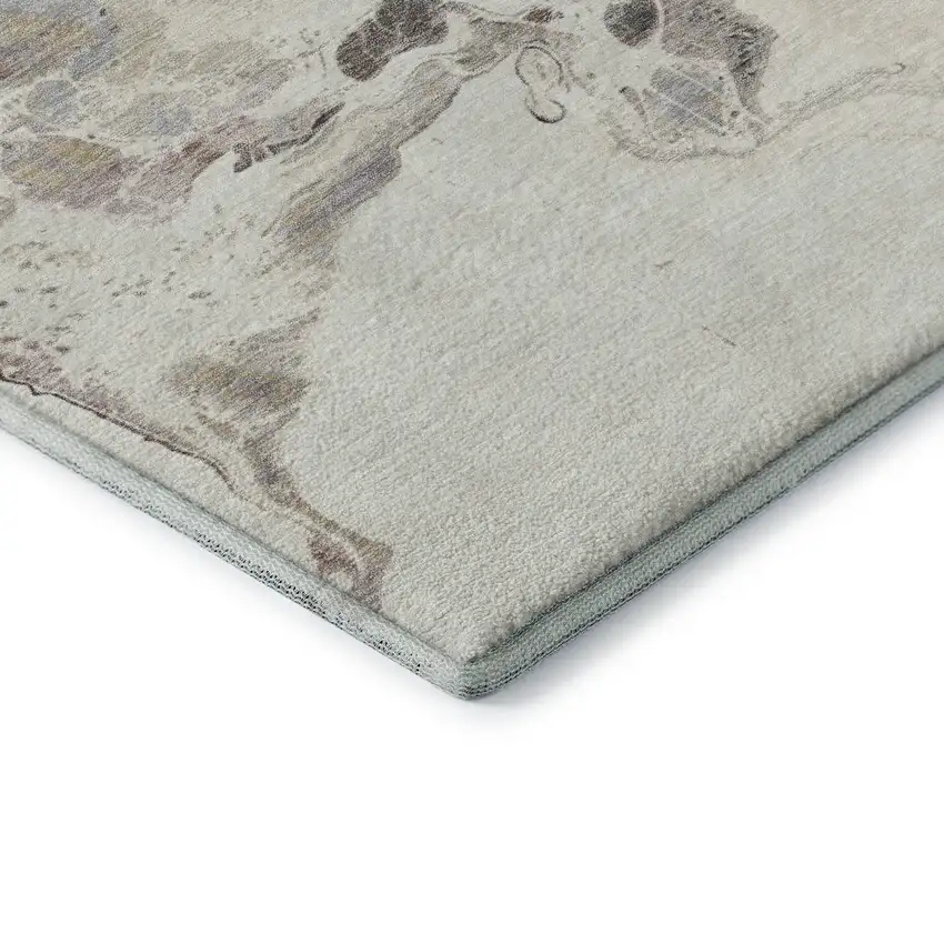 Beige Blue And Copper Abstract Washable Area Rug With UV Protection Photo 8