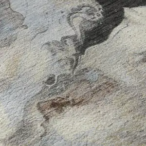 Photo of Beige Blue And Copper Abstract Washable Area Rug With UV Protection