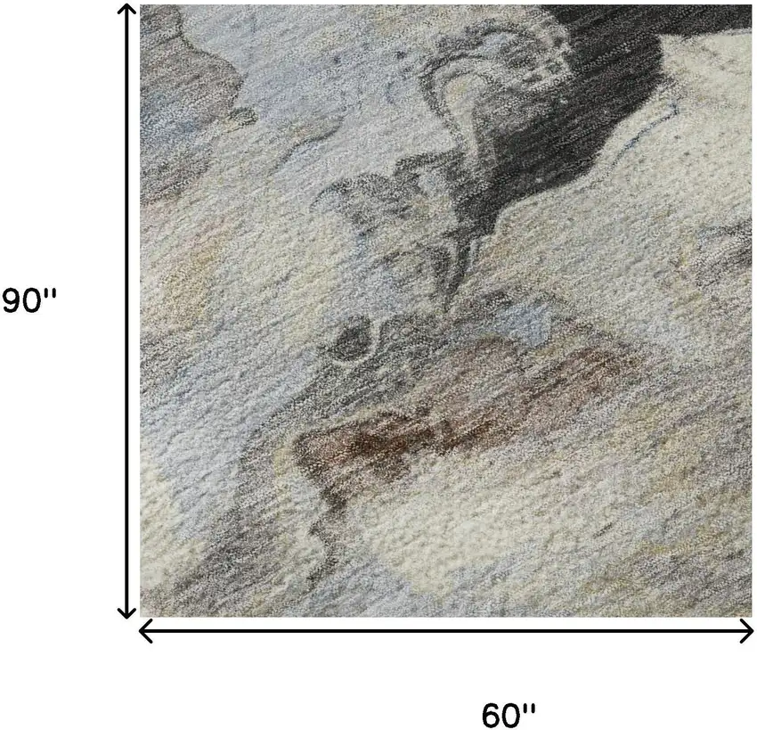 Beige Blue And Copper Abstract Washable Area Rug With UV Protection Photo 9