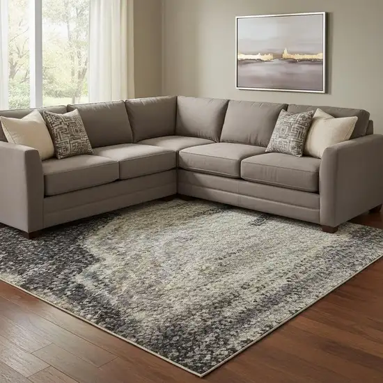 Beige Blue And Copper Abstract Washable Area Rug With UV Protection Photo 2